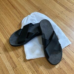 Ancient Greek Sandals Thais comfort slip on sandal black leather 40 size 8/8.5